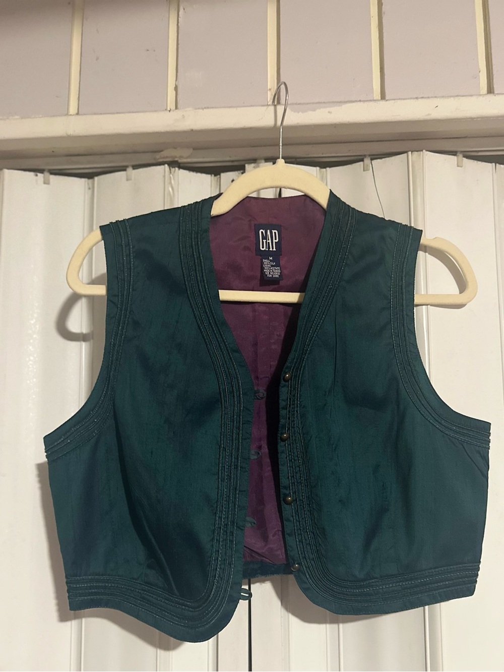 GAP Teal Waistlength Vest with Plum Lining